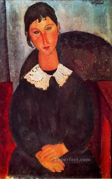 elvira con cuello blanco 1918 Amedeo Modigliani Pinturas al óleo